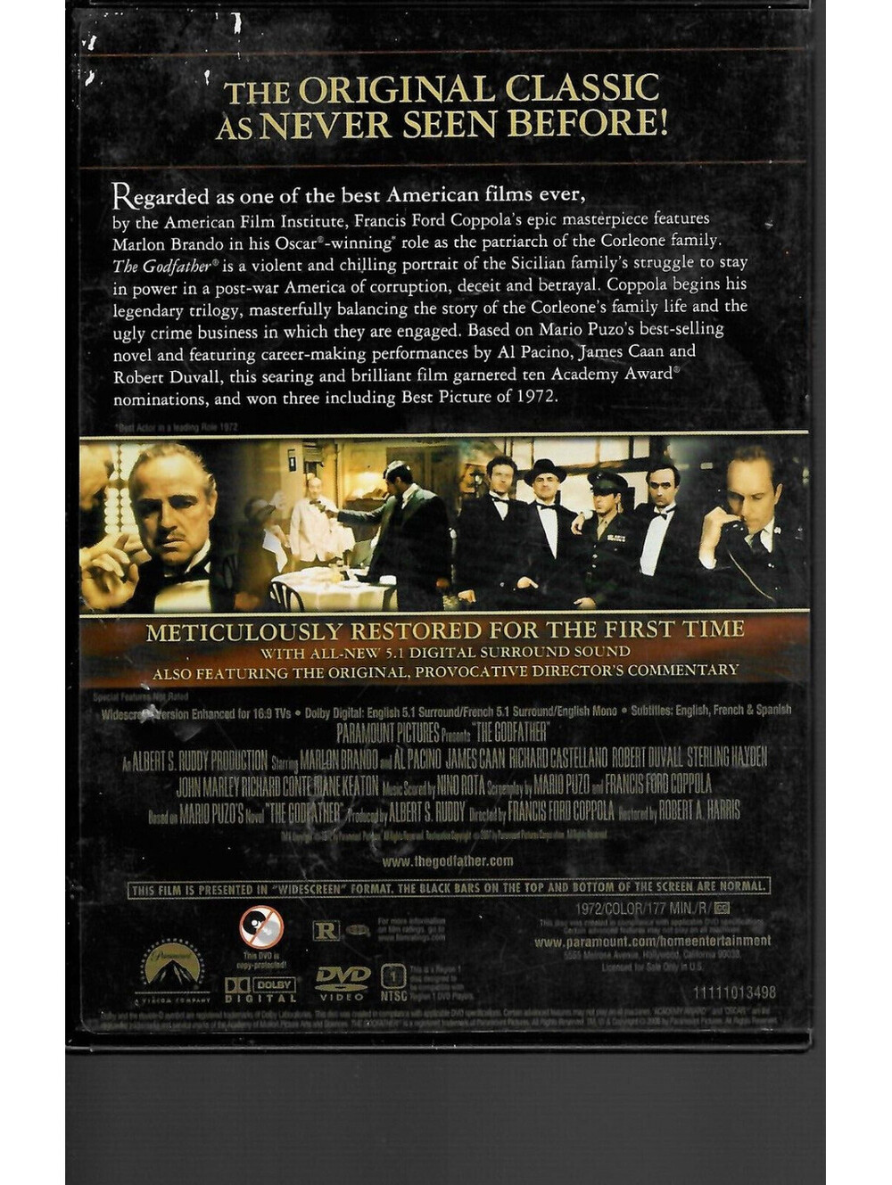 The Godfather (DVD, 2008, The Coppola Restoration)